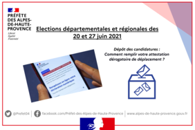 Élections départementales : dépôt des candidatures – attestation dérogatoire de déplacement