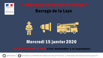 EXERCICE DE SÉCURITÉ CIVILE sur le barrage de la Laye -Mercredi 15 janvier 2020
