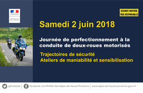 Journée de perfectionnement à la conduite de deux-roues motorisés organisée le samedi 2 juin 2018
