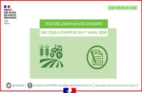 Télé-déclaration des dossiers PAC 2020 à compter du 1er avril 2020